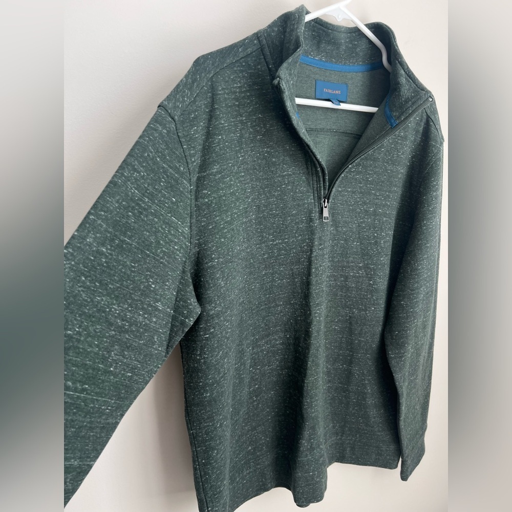 Fairlane Mens Quarter Dark Green Zip Pullover L - Picture 3 of 5